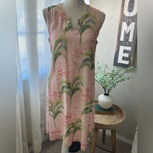 Tropical Pink Palm Midi Dress